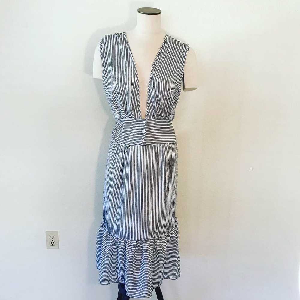 Striped navy and white dress